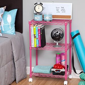 IRIS USA CBM-44073 Small Wire 3-Tier Colored Shelf, Pink