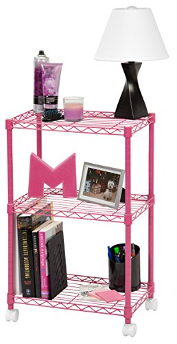 IRIS USA CBM-44073 Small Wire 3-Tier Colored Shelf, Pink