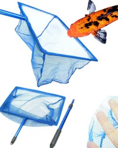 corisrx best of your lifestyle 12"x 8" koi adjustable fish net handle 30~54cm aluminum fishing pond tank blue