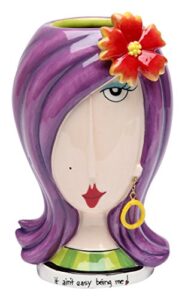 stealstreet ss-cg-62650, 5.88 inch it aint easy being me lady with flower make up holder vase