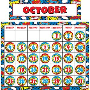 teacher created resources tcr9540 superhero calendar set, multi