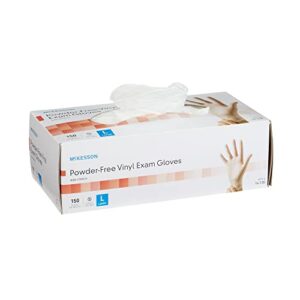 mckesson powder-free, vinyl exam gloves, non-sterile, large, 150 count, 1 box