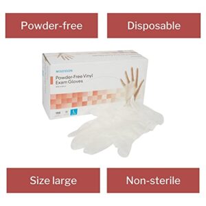 McKesson Powder-Free, Vinyl Exam Gloves, Non-Sterile, Large, 150 Count, 1 Box