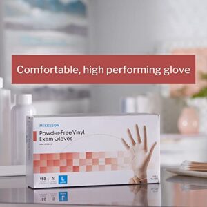 McKesson Powder-Free, Vinyl Exam Gloves, Non-Sterile, Large, 150 Count, 1 Box