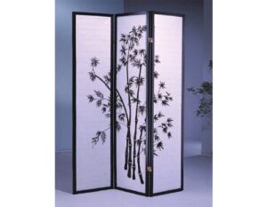 3 panel room divider bamboo - black