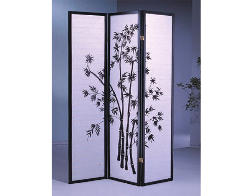 3 Panel Room Divider Bamboo - Black