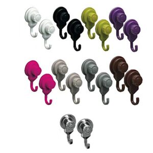 EVIDECO 9714150 Strong Hold Suction Hooks-Bath-Kitchen-Home-Set of 2 Fuchsia