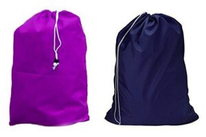 large 30 x 40 inch heavy duty nylon laundry bag with drawstring slip lock closure, set of 2!!! assorted colors and designs