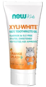 now solutions, xyliwhite™ toothpaste gel for kids, orange splash flavor, kid approved! 3-ounce, packaging may vary
