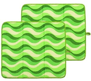 campanelli's dish drying mats w/ hanging loop - 2-piece - gently dry dishes & delicates - highly absorbent premium microfiber, foldable & machine washable - as seen on qvc (16" x 18", olive grove)