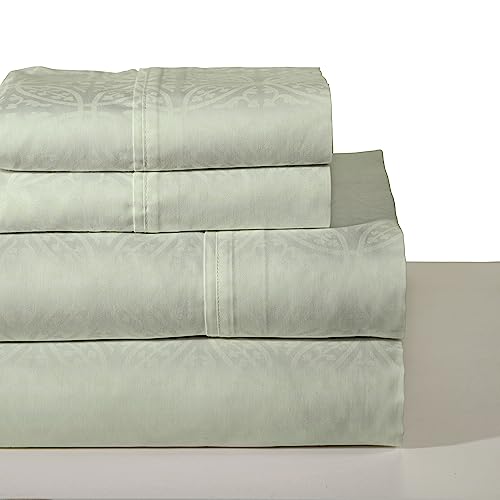 Pointehaven 300 Thread Count Printed Sheet Set, Sage, Queen