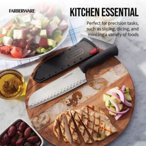 Farberware EdgeKeeper Santoko Knife, 7-inch Santoku, Stainless Steel