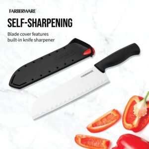 Farberware EdgeKeeper Santoko Knife, 7-inch Santoku, Stainless Steel