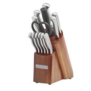 sabatier 14-piece stainless steel hollow handle knife block set, acacia