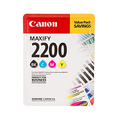 Canon Ink MAXIFY PGI-2200 4 Color Multi Pack Ink Black Cyan Magenta Yellow