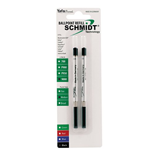 SCHMIDT 9000 Easy Flow Hybrid Ballpoint Refill Medium, Black, 2 Pack Blister (SC58143)