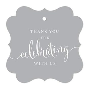 andaz press fancy frame tags, thank you for celebrating with us, gray, 24-pack, for baby bridal wedding shower, birthdays, anniversary, graduation, baptism, christening, party, boxes, presents