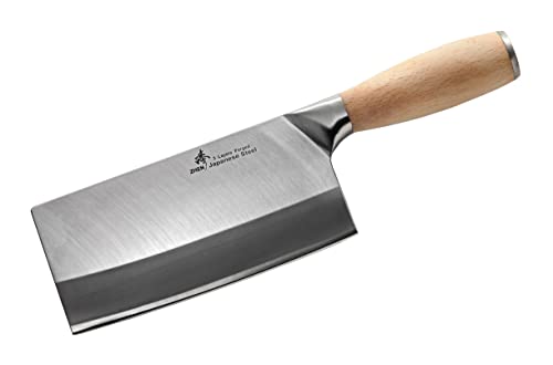 ZHEN 3-Layer Forged High Carbon Steel Medium Duty Chinese Cleaver, 6.5 inches, Silver