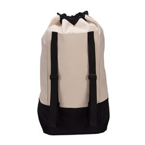 Household Essentials Backpack Duffel Laundry Bag, Cream & Black