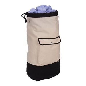 Household Essentials Backpack Duffel Laundry Bag, Cream & Black