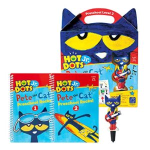 educational insights hot dots jr. pete the cat - preschool rocks set with interactive pen included, 200+ multi-subject lessons, homeschool & preschool readiness learning workbooks, ages 3+