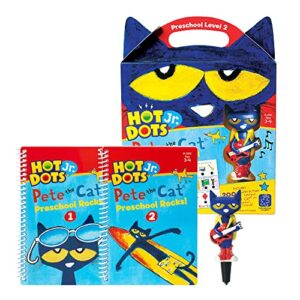 Educational Insights Hot Dots Jr. Pete The Cat - Preschool Rocks Set with Interactive Pen Included, 200+ Multi-Subject Lessons, Homeschool & Preschool Readiness Learning Workbooks, Ages 3+