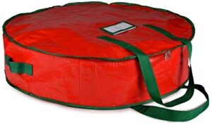 handy laundry christmas wreath storage bag, 30" x 7", durable tarp material, zippered, reinforced handle & easy to slip the wreath in and out, protect your wreath from dust, insects, and moisture