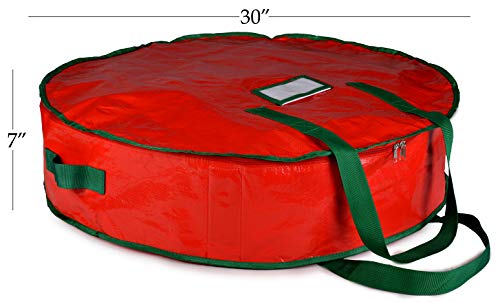 Handy Laundry Christmas Wreath Storage Bag, 30" X 7", Durable Tarp Material, Zippered, Reinforced Handle & Easy to Slip The Wreath in and Out, Protect Your Wreath from Dust, Insects, and Moisture