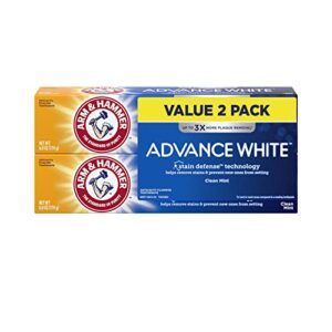 arm & hammer advance white extreme whitening with stain defense, fresh mint, 6 oz twin pack (packaging may vary)