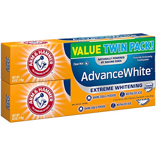 Arm & Hammer Advance White Extreme Whitening with Stain Defense, Fresh Mint, 6 oz Twin Pack (Packaging May Vary)