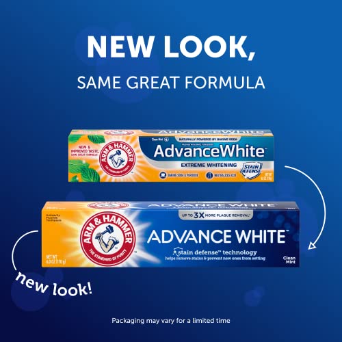 Arm & Hammer Advance White Extreme Whitening with Stain Defense, Fresh Mint, 6 oz Twin Pack (Packaging May Vary)