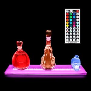 SPARIK ENJOY LED Lighted Liquor Bottle Display Shelf, 24-inch LED Bar Shelves for Liquor, 1-Step Lighted Liquor Bottle Shelf for Home/Commercial Bar, Acrylic Lighted Bottle Display with Remote