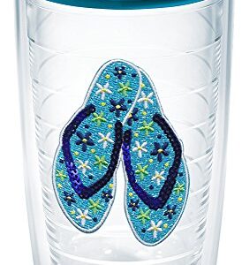 Tervis Sequins Flip Flops Made in USA Double Walled Insulated Tumbler Cup Keeps Drinks Cold & Hot, 16oz, Clear