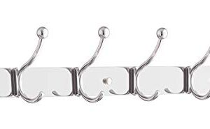 Wall Hooks Rack – Nickle Wall Mount Hook Rack with Six Double Hooks for Hanging Towels Coats Purse Bags & Clothes, Decorative Heavy Duty Mounted Hangers for Hats, Metal Hanger for Room