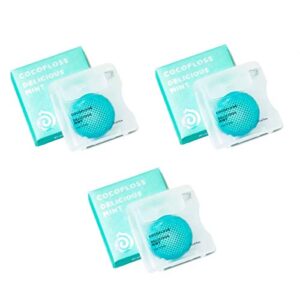 cocofloss coconut-oil infused woven dental floss | mint | dentist-designed | vegan and cruelty-free | 6 month supply (32 yds x 3 units)