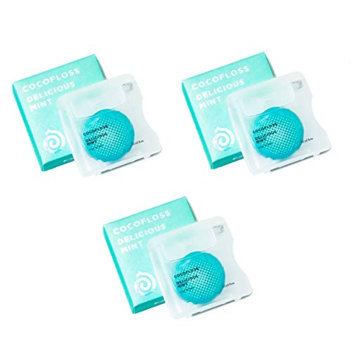 COCOFLOSS Coconut-Oil Infused Woven Dental Floss | Mint | Dentist-Designed | Vegan and Cruelty-Free | 6 Month Supply (32 Yds x 3 Units)