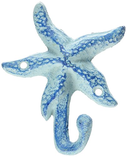 TGL Direct Cast Iron Wall Hook Blue Starfish Design 4.75" Tall