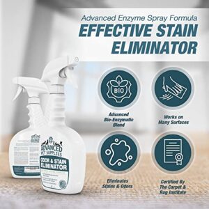 Advanced Pet Supplies Odor & Stain Eliminator - Cat Urine & Dog Pee Cleaner Solution - Carpet & Fabric Pet Cleaning Essentials - Pet Pee Enzyme Deodorizer & Stain Remover with Cucumber Melon Scent, 32oz Spray
