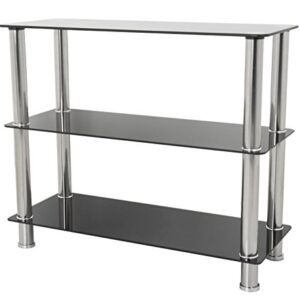 AVF S13-A Wide 3 Tier Shelving Unit in Black Glass & Chrome