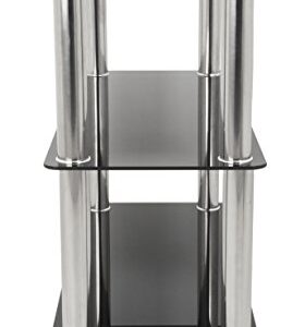 AVF S13-A Wide 3 Tier Shelving Unit in Black Glass & Chrome