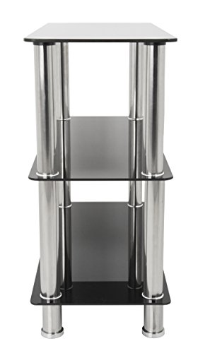 AVF S13-A Wide 3 Tier Shelving Unit in Black Glass & Chrome