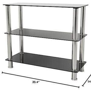 AVF S13-A Wide 3 Tier Shelving Unit in Black Glass & Chrome