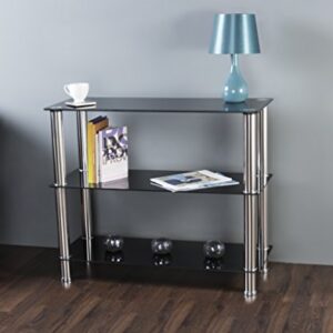 AVF S13-A Wide 3 Tier Shelving Unit in Black Glass & Chrome