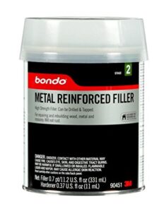 bondo metal reinforced filler - high strength filler, can be drilled and tapped - will not rust, 11.2 fl oz with 0.37 oz hardener