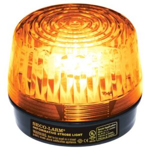 Seco-Larm SL-1301-SAQ/A Amber Lens Strobe Light, 10 Vertical LED Strips (54 LEDs), Built-in 100dB Programmable Siren, Six Different Flash Patterns, Adjustable Flashing Speed, Indoor/Outdoor Use