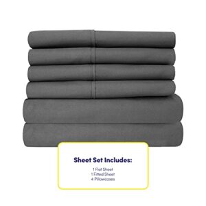 Bed Sheets Queen Size Grey - 6 Piece 1500 Supreme Collection Fine Brushed Microfiber Deep Pocket Queen Sheet Set Bedding - 2 EXTRA PILLOW CASES, GREAT VALUE - Queen, Gray