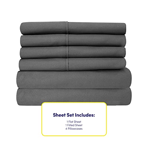 Bed Sheets Queen Size Grey - 6 Piece 1500 Supreme Collection Fine Brushed Microfiber Deep Pocket Queen Sheet Set Bedding - 2 EXTRA PILLOW CASES, GREAT VALUE - Queen, Gray