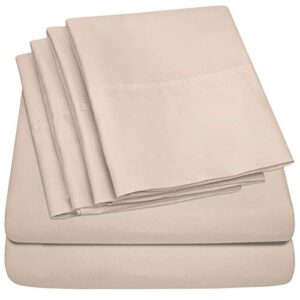 king size bed sheets - 6 piece 1500 supreme collection fine brushed microfiber deep pocket king sheet set bedding - 2 extra pillow cases, great value, king, beige