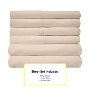 King Size Bed Sheets - 6 Piece 1500 Supreme Collection Fine Brushed Microfiber Deep Pocket King Sheet Set Bedding - 2 Extra Pillow Cases, Great Value, King, Beige