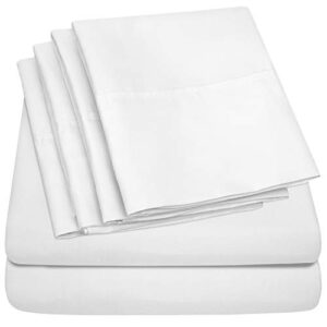 twin size bed sheets - 4 piece 1500 supreme collection fine brushed microfiber deep pocket twin sheet set bedding - 1 extra pillow cases, great value, twin, white